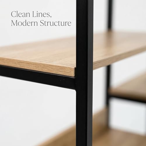 4-Tier Kitchen Storage Rack, Wooden Baker’s Rack with Metal Frame, Microwave Stand Storage Shelf for Kitchen, Living Room or Office