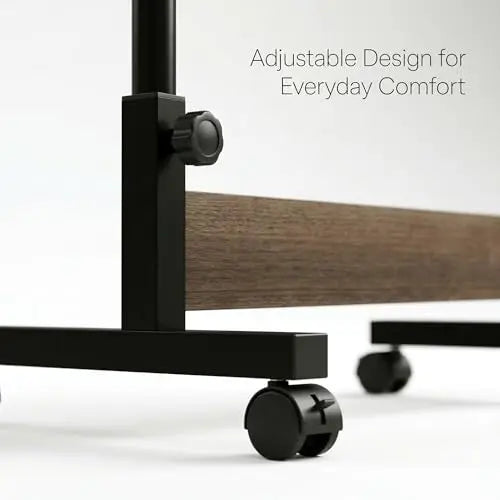Adjustable Rolling Laptop Desk with Wheels, Mobile Computer Desk for Bed or Sofa, Height Adjustable Overbed Table for Home Office, 31.5'' Small Space Desk