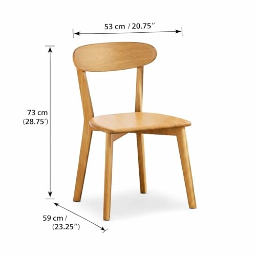 Solid Wood Dining Chair with Curved Backrest, Ergonomic Kitchen Side Chair, Sturdy Wooden Accent Chair for Dining Room, Living Room, Bedroom, Natural Finish