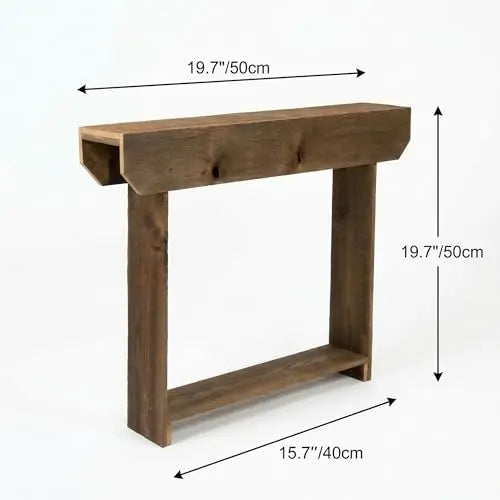 Narrow End Table with Storage Shelf, Rustic Slim Side Table for Small Spaces, Tall Accent Table for Living Room, Sofa or Entryway