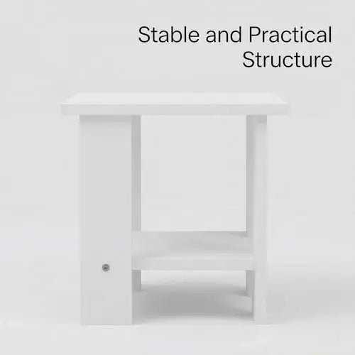 Modern White Nightstand with Storage Shelf, Small Bedside Table for Bedroom, MDF Wood End Table Organizer for Living Room, Compact Side Table, Easy Assembly