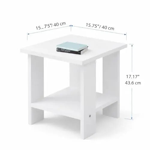 Modern White Nightstand with Storage Shelf, Small Bedside Table for Bedroom, MDF Wood End Table Organizer for Living Room, Compact Side Table, Easy Assembly