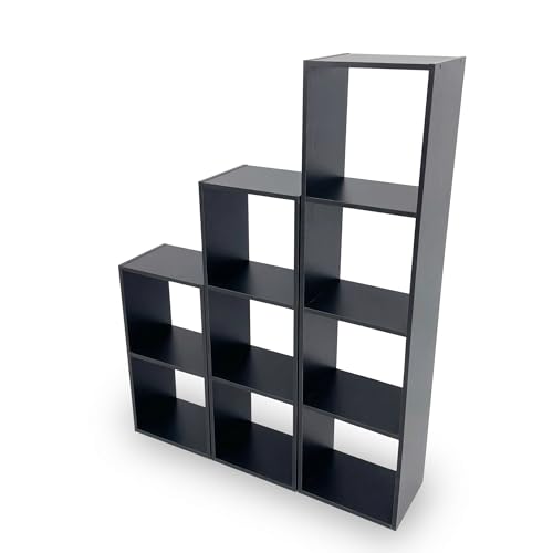 Modern 9-Cube Wooden Storage Organizer Bookshelf, Cube Bookcase Display Shelf for Living Room Bedroom Office, Multi-Purpose Storage Cabinet