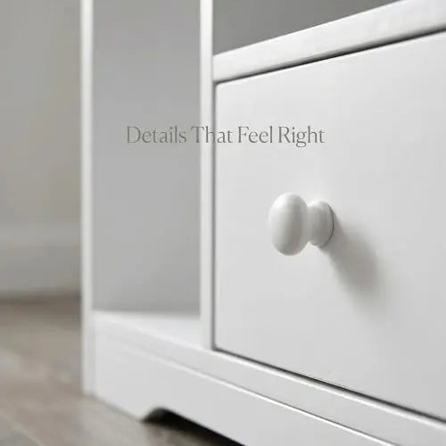 Small Nightstand with Drawer and Shelf, Bedside Table with Open Storage Cubby, Modern End Table for Bedroom, Space Saving Organizer for Small Spaces, White Cabinet