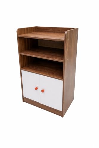 Small Wood Nightstand with Storage Cabinet, 2-Tier Bedside Table with Door, MDF Organizer Shelf for Bedroom, Living Room, Narrow Side Table, Brown