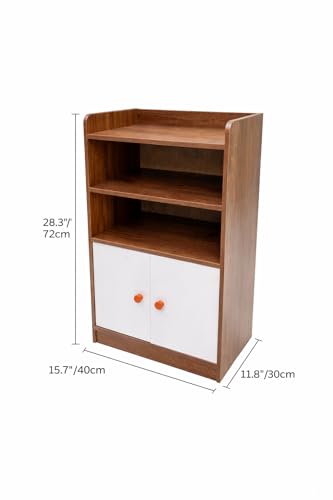 Small Wood Nightstand with Storage Cabinet, 2-Tier Bedside Table with Door, MDF Organizer Shelf for Bedroom, Living Room, Narrow Side Table, Brown