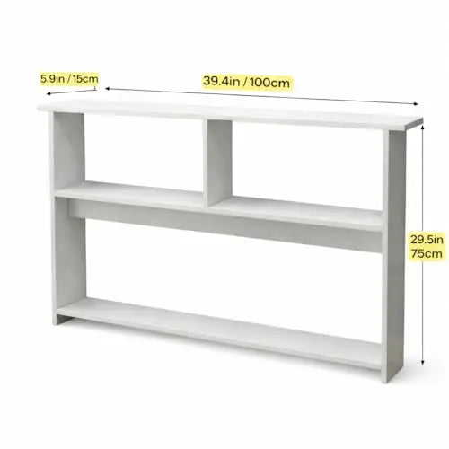 Narrow Bedside Shelf, Slim Nightstand Storage Rack for Small Spaces, Bedside Organizer Table Behind Bed, Long Side Table for Bedroom, Sofa, Entryway, Space Saving Shelf, White