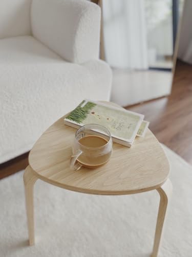 Modern Scandinavian Wooden Stool, Minimalist Round Side Table, Small Accent Table for Living Room, Bedroom, Entryway, Plant Stand, Lightweight Decorative Stool