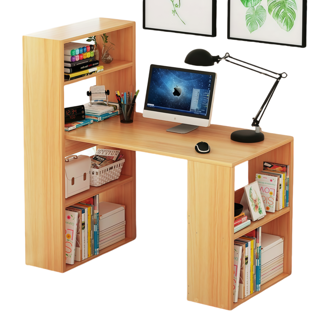 Computer Desk with Bookshelves – Workstation for Study, Office, or Gaming Setup