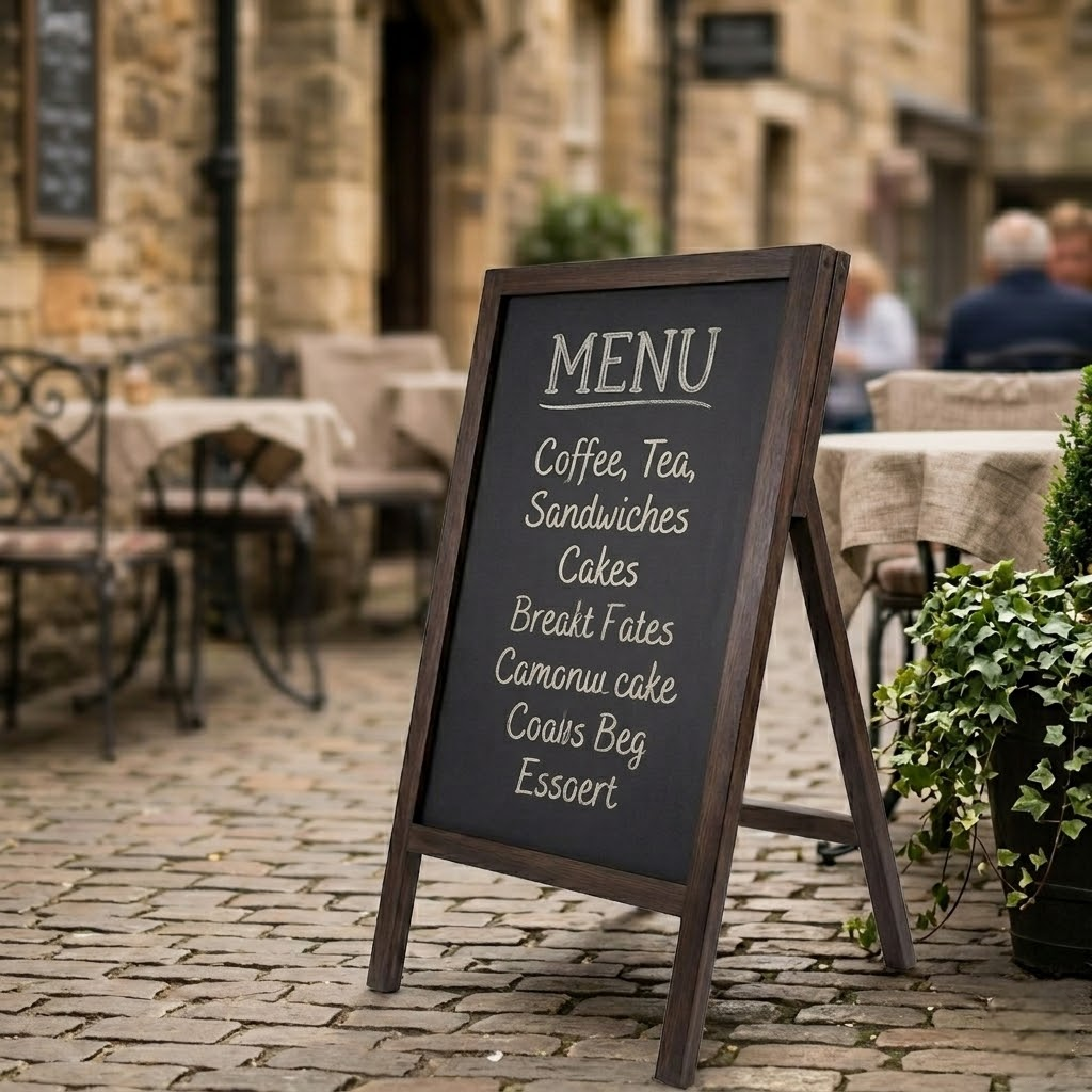 Rustic Chalkboard Sign – 32"x20" Single-Sided Wooden Menu Board – Standing Magnetic Blackboard for Cafés, Restaurants & Weddings – Compatible with Liquid Chalk Markers, Brown