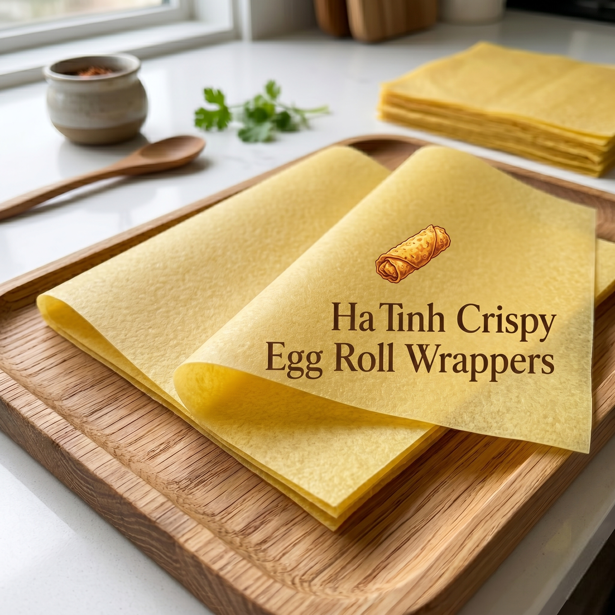 Vietnamese Square Rice Paper Wrappers – Ha Tinh Crispy Egg Roll Wrappers – Non-GMO, No Preservatives – Golden Spring Roll Wraps for Frying – Deep Fry Secret for Extra Crunch, 8.6"/ 22cm