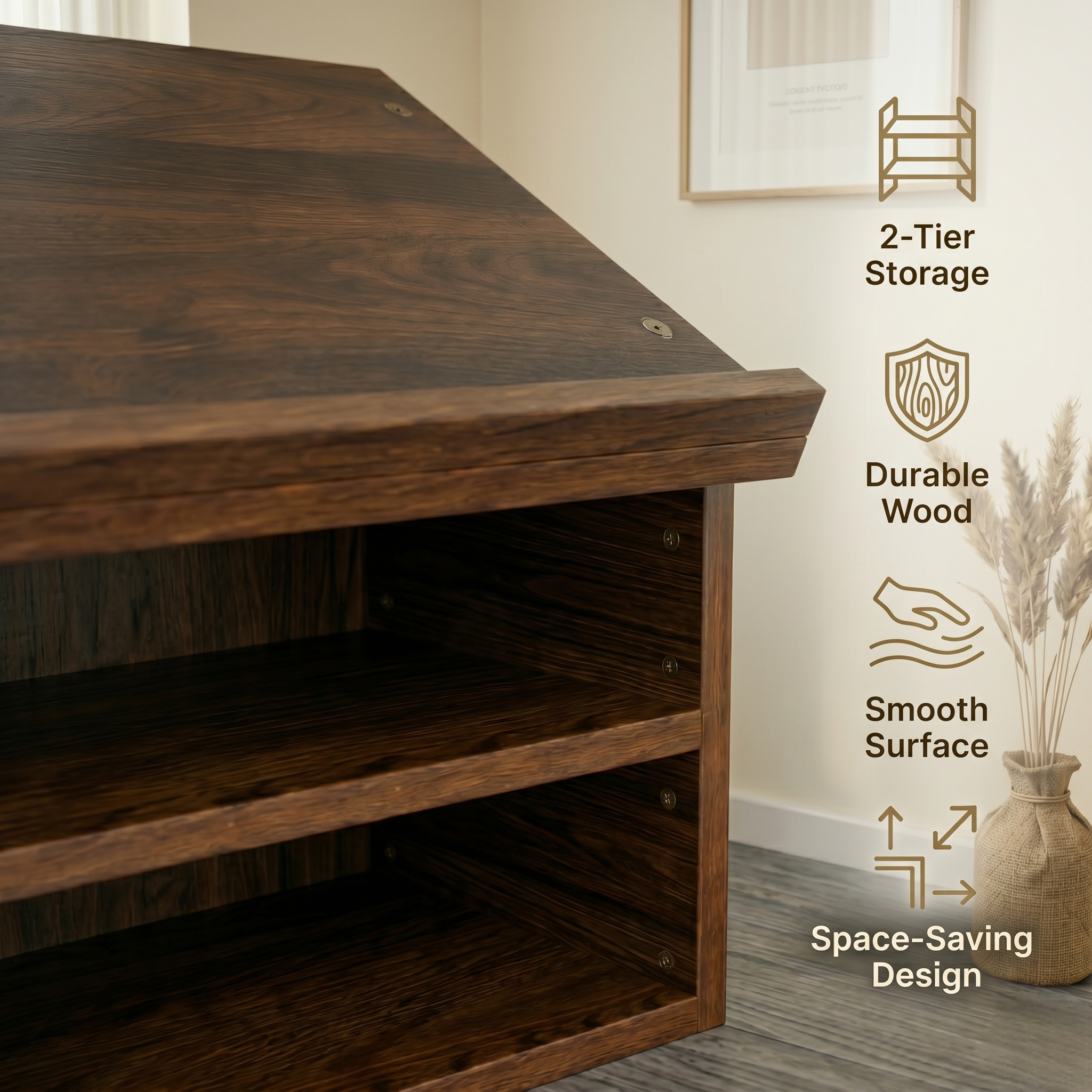 Wooden Buddhist Sutra Reading Stand – Altar Desk with Storage Compartment – Handcrafted Meditation Table for Chanting, Prayer & Script Reading – Portable Tabletop Shrine