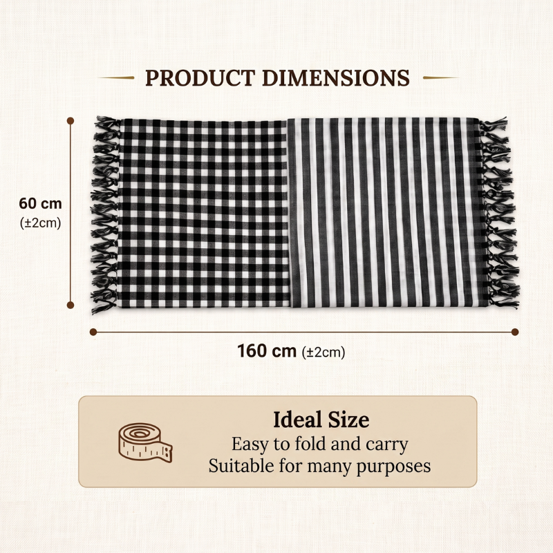 Traditional Vietnamese Patterned Scarf 63" x 24" (160x60cm) – Premium Soft Cotton Blend Bandana & Headwrap – Breathable Cultural Sun Protection Scarf for Outdoor Hiking, Camping & Fashion