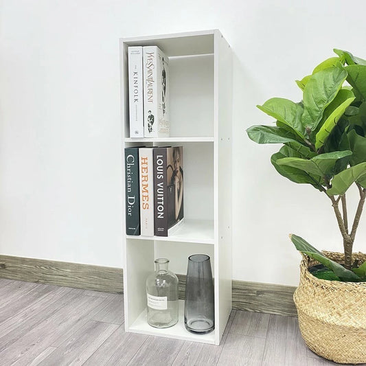 3 Cube Wooden Storage Boxes or Bookshelf – Floor Storage Organizer, Modern Cube Display Shelf for Books, Décor, and Office or Bedroom Use