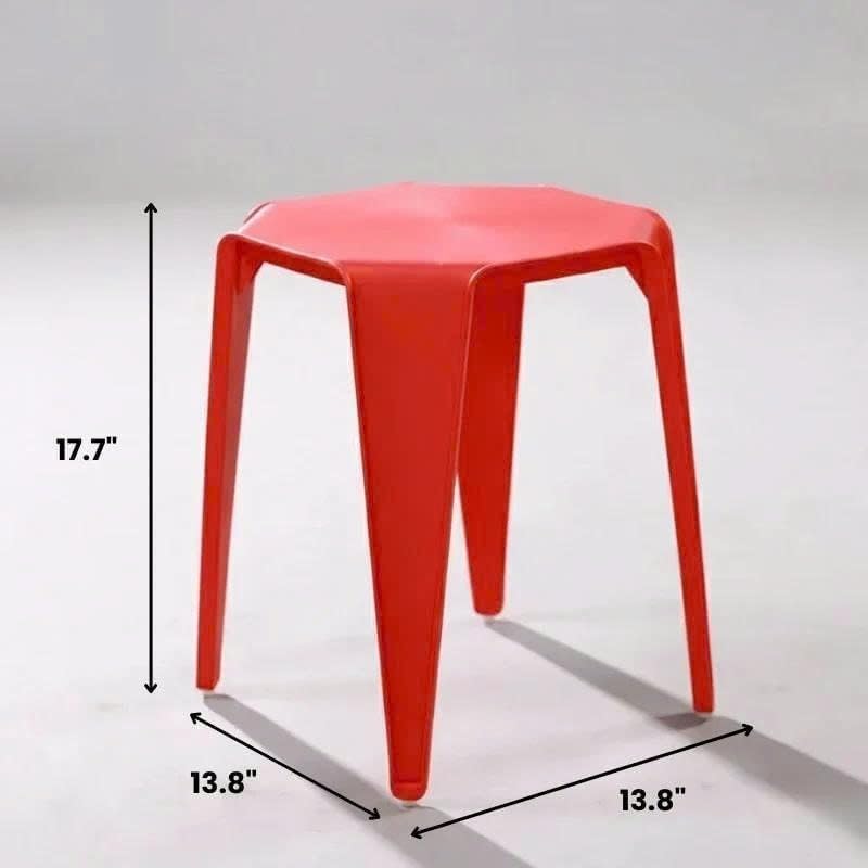 Kikbo Modern Stackable Plastic Stools 17.7", Set of 4 – Durable Heavy-Duty Backless Dining Stools for Kitchen, Classroom, and Office – Space-Saving Indoor/Outdoor Seating, 13.8"x13.8"x17.7"