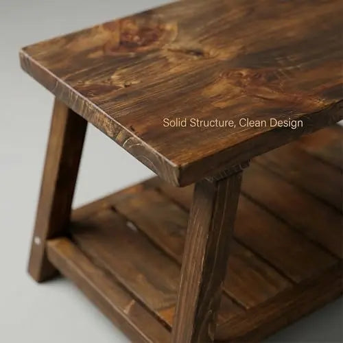 Rustic End Table with Storage Shelf, 2-Tier Wooden Side Table for Living Room and Bedroom, Small Accent Table for Sofa and Bedside