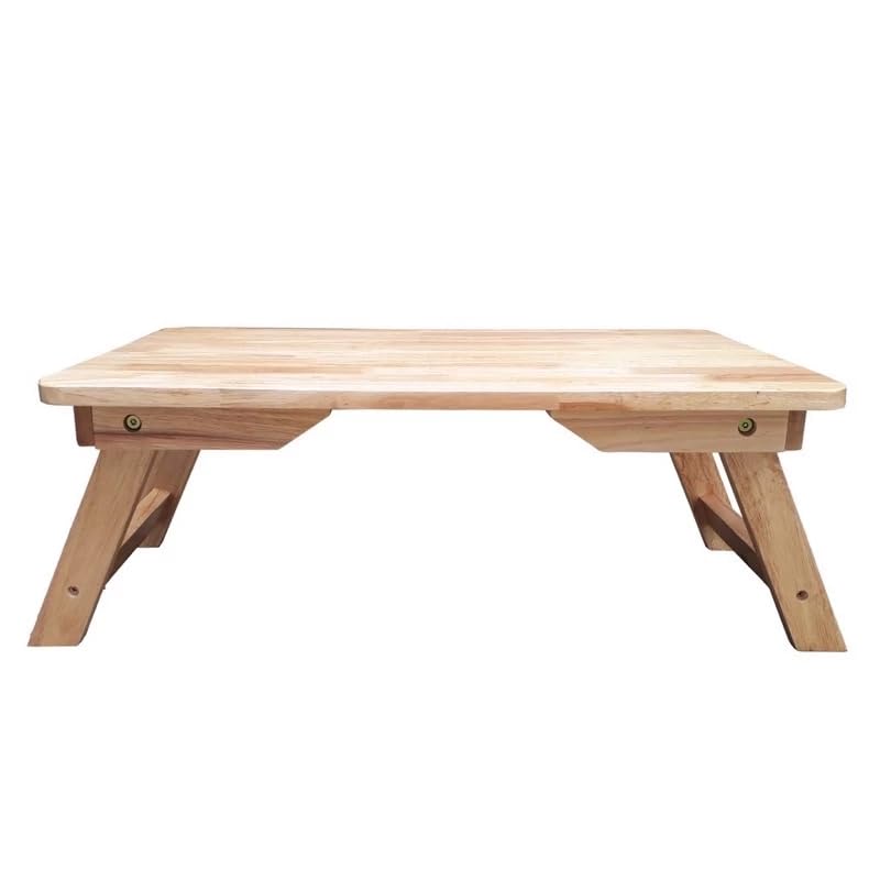 Foldable Wooden Bed Tray Table with Legs, Portable Laptop Desk for Bed and Sofa, Natural Wood Breakfast Serving Tray, Small Coffee Table for Reading, Working and Eating, 24 x 16 Inch