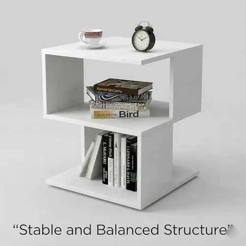 Small White Nightstand with Shelf, Modern Bedside Table, MDF Wood End Table for Bedroom Living Room, Compact Side Table, Easy Assembly