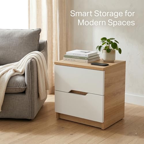 Nightstand with Drawer, Modern Wooden Bedside Table, Small Storage Cabinet for Bedroom, Living Room or Entryway, MDF End Table Organizer