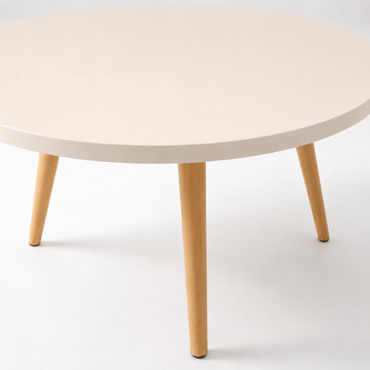 Round Coffee Table, 23.6" Modern Accent Tea Table with Wood Legs, Small Center Table for Living Room, Bedroom, Apartment, Easy Assembly, White