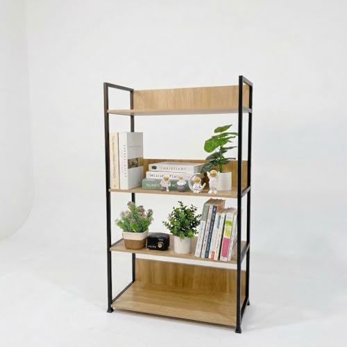 4-Tier Kitchen Storage Rack, Wooden Baker’s Rack with Metal Frame, Microwave Stand Storage Shelf for Kitchen, Living Room or Office