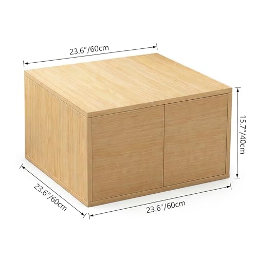 Wooden Storage Cabinet with Door, Small Storage Chest for Bedroom and Living Room, Cube Side Table with Hidden Storage, Space Saving Organizer