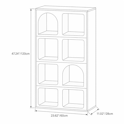 Cube Storage Organizer Shelf, 8-Cube Bookcase Display Cabinet, Modern Open Shelving Unit for Living Room Bedroom Office, Multi-Purpose Storage Rack, White