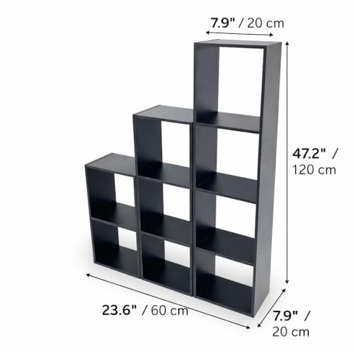 Modern 9-Cube Wooden Storage Organizer Bookshelf, Cube Bookcase Display Shelf for Living Room Bedroom Office, Multi-Purpose Storage Cabinet