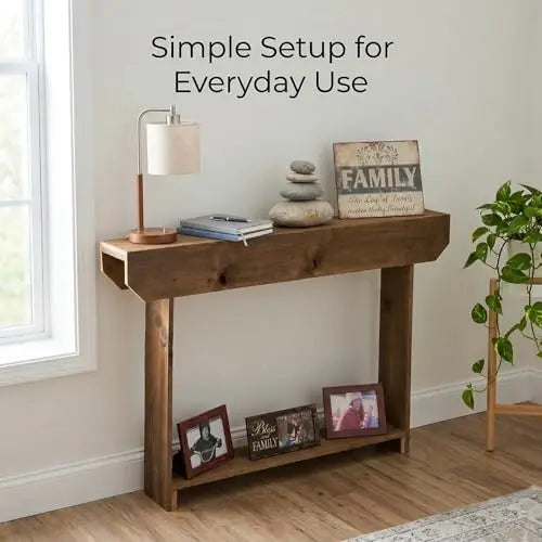 Narrow End Table with Storage Shelf, Rustic Slim Side Table for Small Spaces, Tall Accent Table for Living Room, Sofa or Entryway