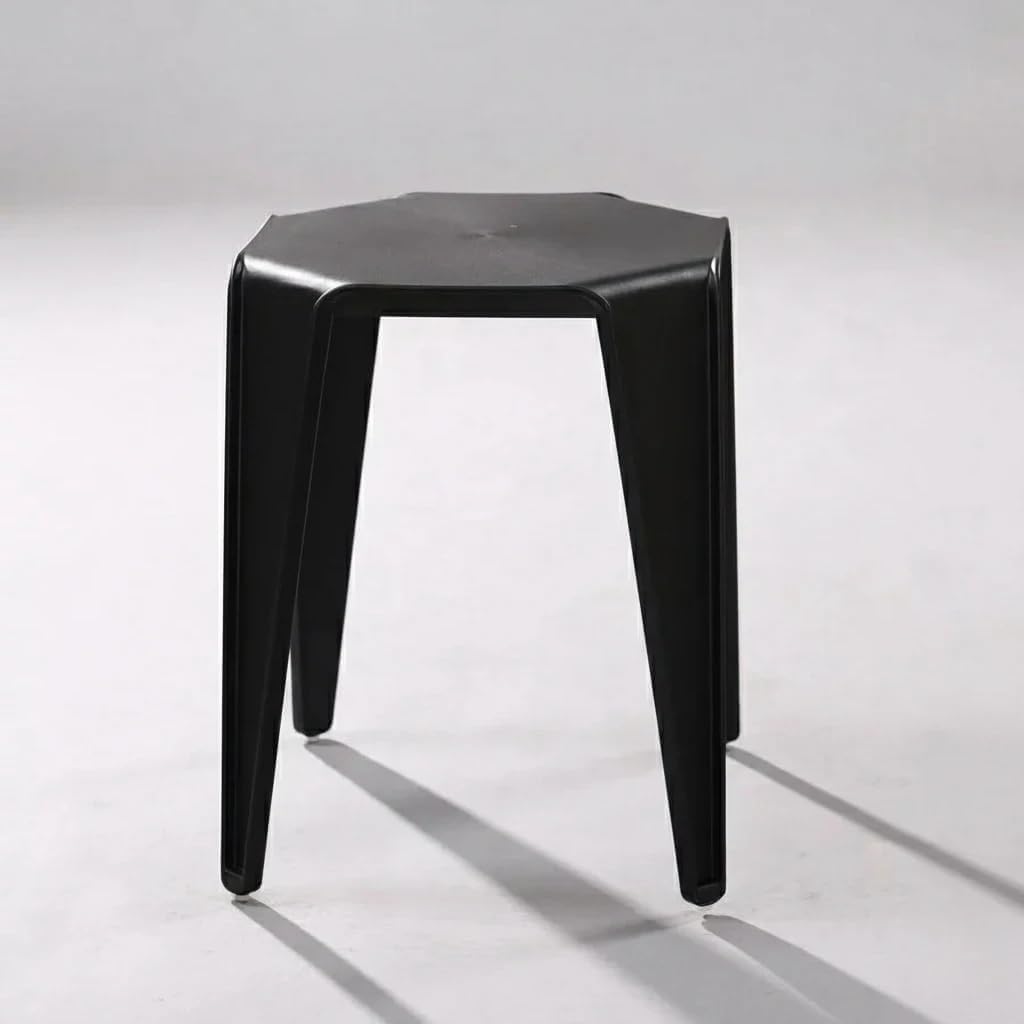 Kikbo Modern Stackable Plastic Stools 17.7", Set of 4 – Durable Heavy-Duty Backless Dining Stools for Kitchen, Classroom, and Office – Space-Saving Indoor/Outdoor Seating, 13.8"x13.8"x17.7"