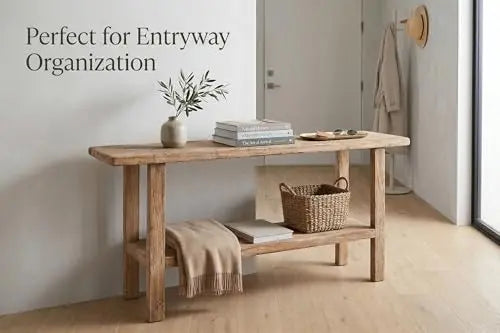 Console Table with Storage Shelf, Rustic Narrow Entryway Table, Wooden Sofa Table for Living Room, Hallway, Foyer, Long Accent Table for Home Decor