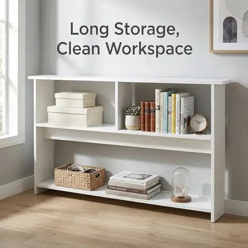 Narrow Bedside Shelf, Slim Nightstand Storage Rack for Small Spaces, Bedside Organizer Table Behind Bed, Long Side Table for Bedroom, Sofa, Entryway, Space Saving Shelf, White