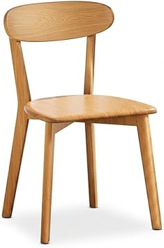 Solid Wood Dining Chair with Curved Backrest, Ergonomic Kitchen Side Chair, Sturdy Wooden Accent Chair for Dining Room, Living Room, Bedroom, Natural Finish