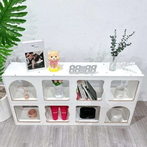 Cube Storage Organizer Shelf, 8-Cube Bookcase Display Cabinet, Modern Open Shelving Unit for Living Room Bedroom Office, Multi-Purpose Storage Rack, White