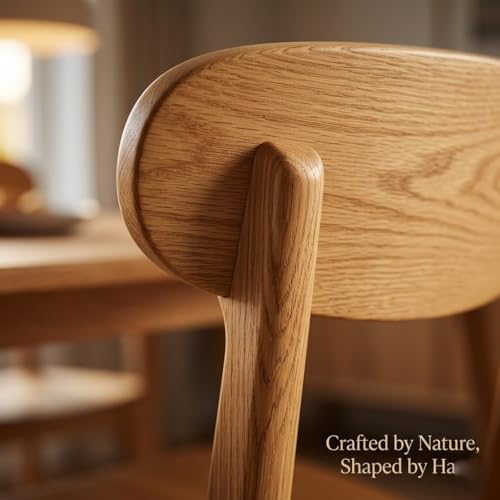 Solid Wood Dining Chair with Curved Backrest, Ergonomic Kitchen Side Chair, Sturdy Wooden Accent Chair for Dining Room, Living Room, Bedroom, Natural Finish