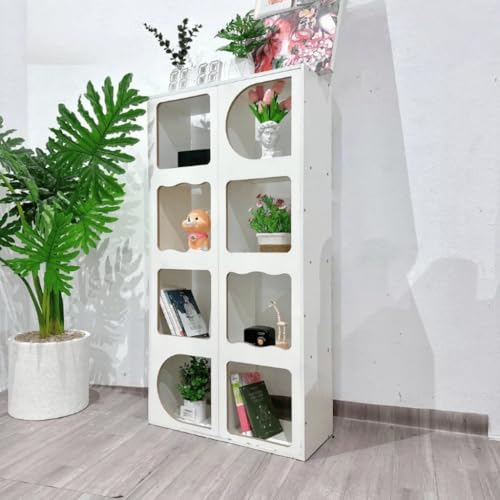 Cube Storage Organizer Shelf, 8-Cube Bookcase Display Cabinet, Modern Open Shelving Unit for Living Room Bedroom Office, Multi-Purpose Storage Rack, White