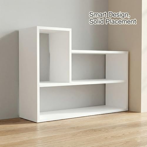 L-Shaped Floating Wall Shelf, 3-Tier Wall Mounted Bookshelf, Space Saving Storage Organizer for Living Room, Bedroom, Office, White