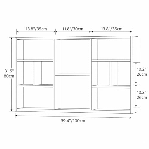 Wall Mounted Storage Shelf, Large Floating Wall Shelf with 10 Cubes, Multi-Compartment Bookcase for Living Room, Bedroom, Kitchen, Display Organizer Rack, White