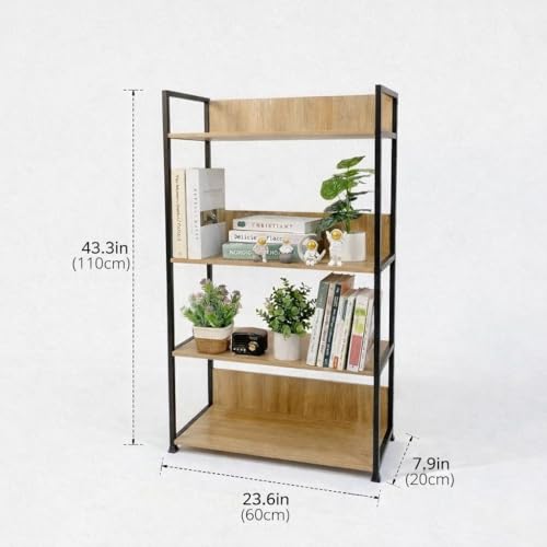 4-Tier Kitchen Storage Rack, Wooden Baker’s Rack with Metal Frame, Microwave Stand Storage Shelf for Kitchen, Living Room or Office