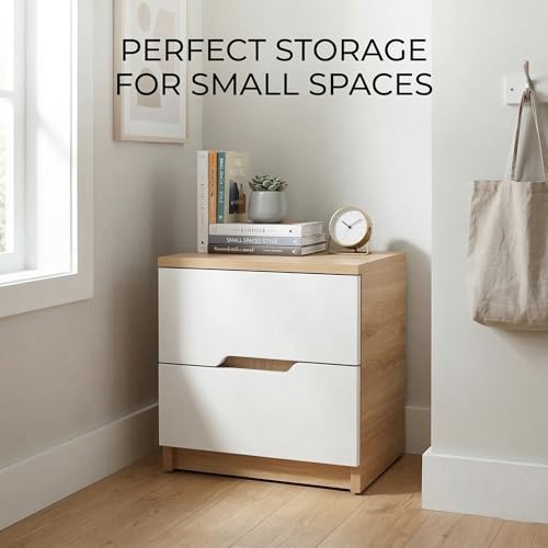 Nightstand with Drawer, Modern Wooden Bedside Table, Small Storage Cabinet for Bedroom, Living Room or Entryway, MDF End Table Organizer