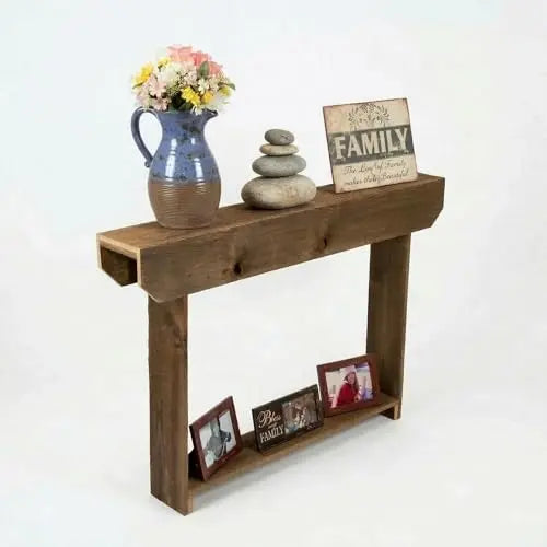 Narrow End Table with Storage Shelf, Rustic Slim Side Table for Small Spaces, Tall Accent Table for Living Room, Sofa or Entryway