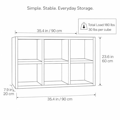 6-Cube Storage Organizer, Wooden Cube Bookshelf Cabinet, Modern Bookcase Shelf for Living Room, Bedroom or Office, MDF Storage Shelf