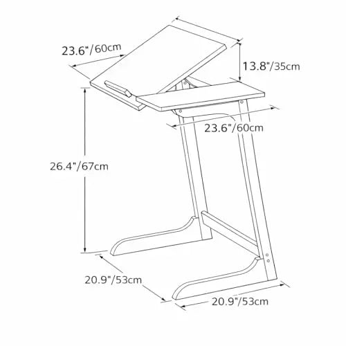 Adjustable Tilting Laptop Table for Bed and Sofa, Wooden Bedside Desk with Angle Adjustable Desktop, Small Side Table for Reading, Laptop and Home Office