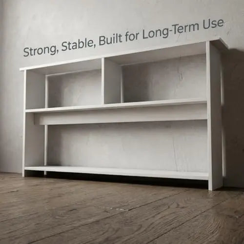 Narrow Bedside Shelf, Slim Nightstand Storage Rack for Small Spaces, Bedside Organizer Table Behind Bed, Long Side Table for Bedroom, Sofa, Entryway, Space Saving Shelf, White