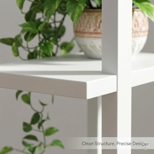 4-Tier Plant Stand Indoor, Tall Metal Plant Shelf for Multiple Plants, Corner Flower Pot Stand for Living Room, Balcony, Bedroom, Space Saving Plant Rack, White