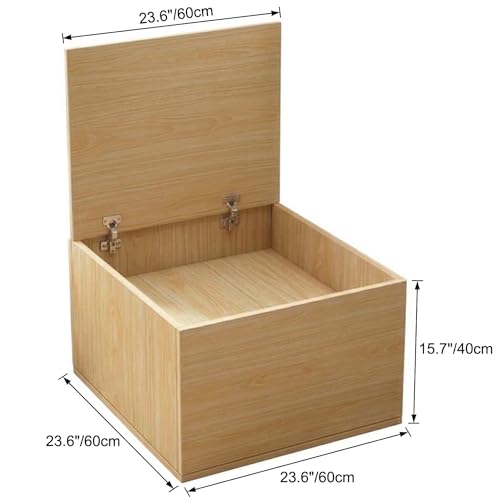 Storage Ottoman Bench with Lid, Wooden Storage Chest for Bedroom and Living Room, Toy Box with Hidden Storage, Space Saving Footrest Bench