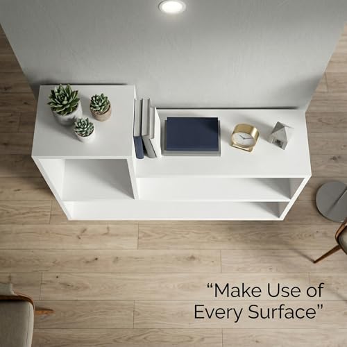 L-Shaped Floating Wall Shelf, 3-Tier Wall Mounted Bookshelf, Space Saving Storage Organizer for Living Room, Bedroom, Office, White
