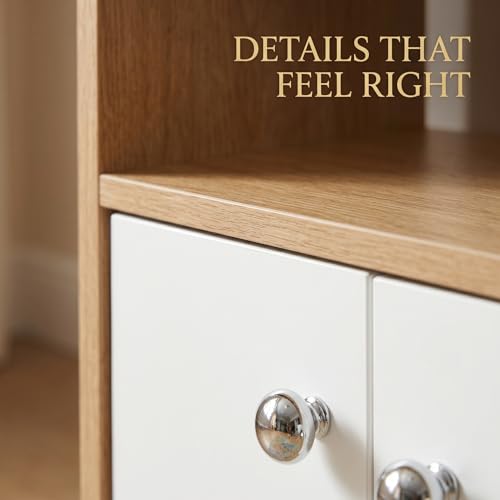 Modern MDF Bedside Storage Cabinet with 2 Doors and Open Shelf, Freestanding Nightstand Organizer for Bedroom, Living Room, Entryway, Natural Wood Finish, 23.6 x 15.7 x 9.4 Inch