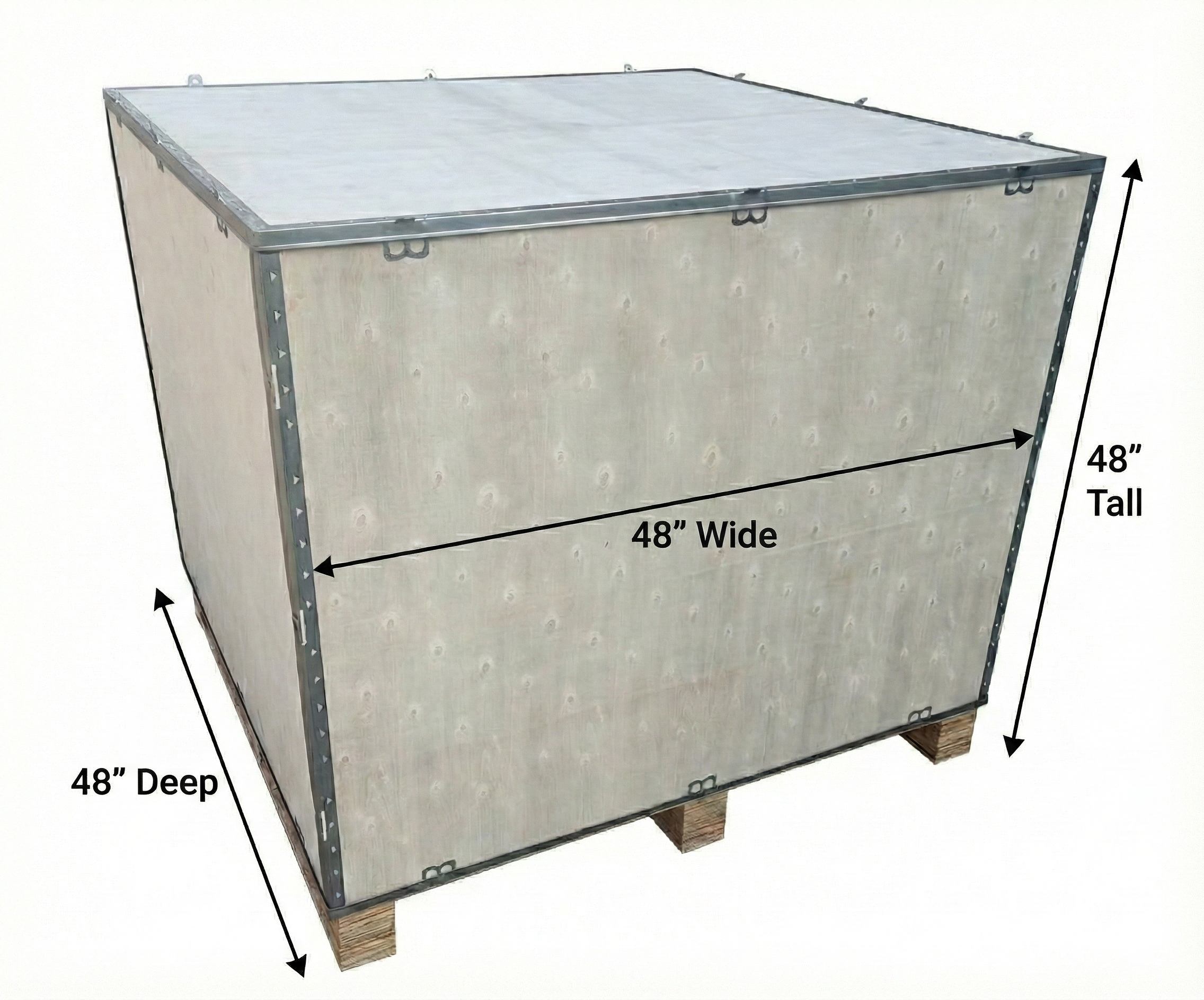 Plywood Shipping Crate - 48" x 48" x 48" Strong Quick Assembly Collapsible & Reusable with Reinforced Joints