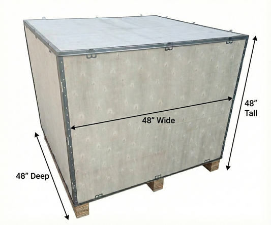 Plywood Shipping Crate - 48" x 48" x 48" Strong Quick Assembly Collapsible & Reusable with Reinforced Joints